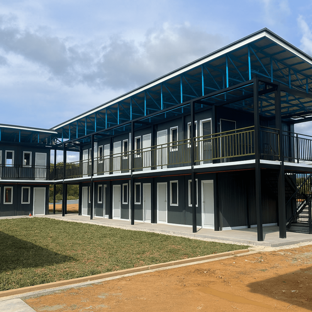Modular container house installation on site