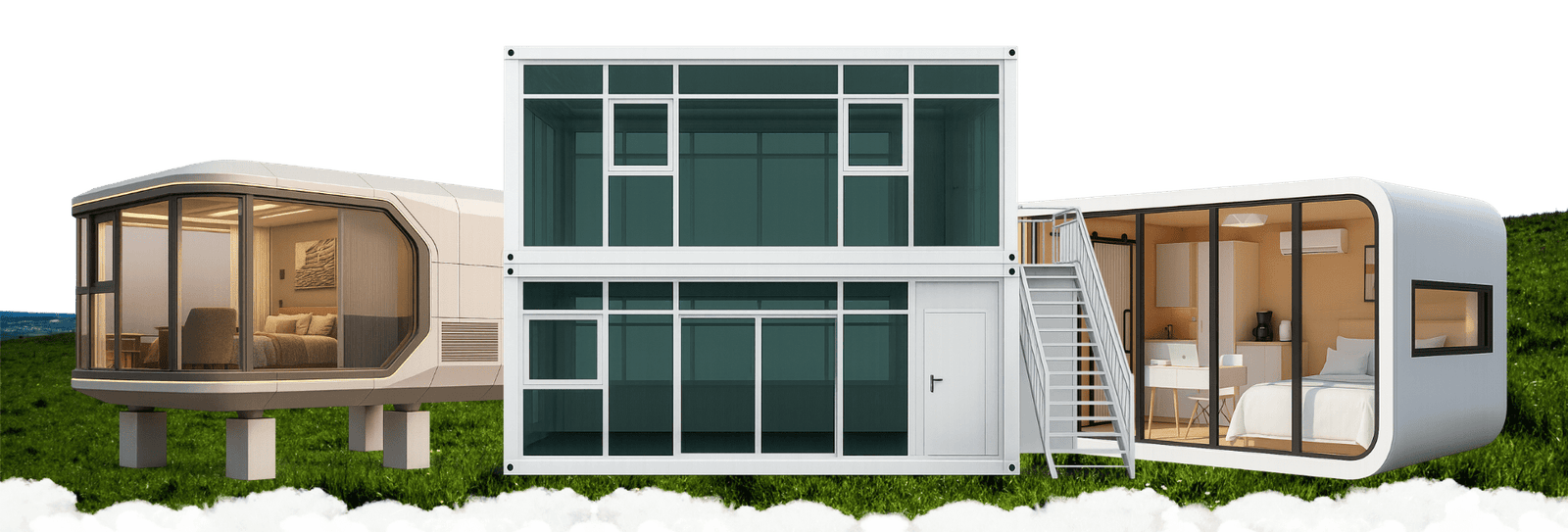 Modular prefab container house village assembled on a prepared project site