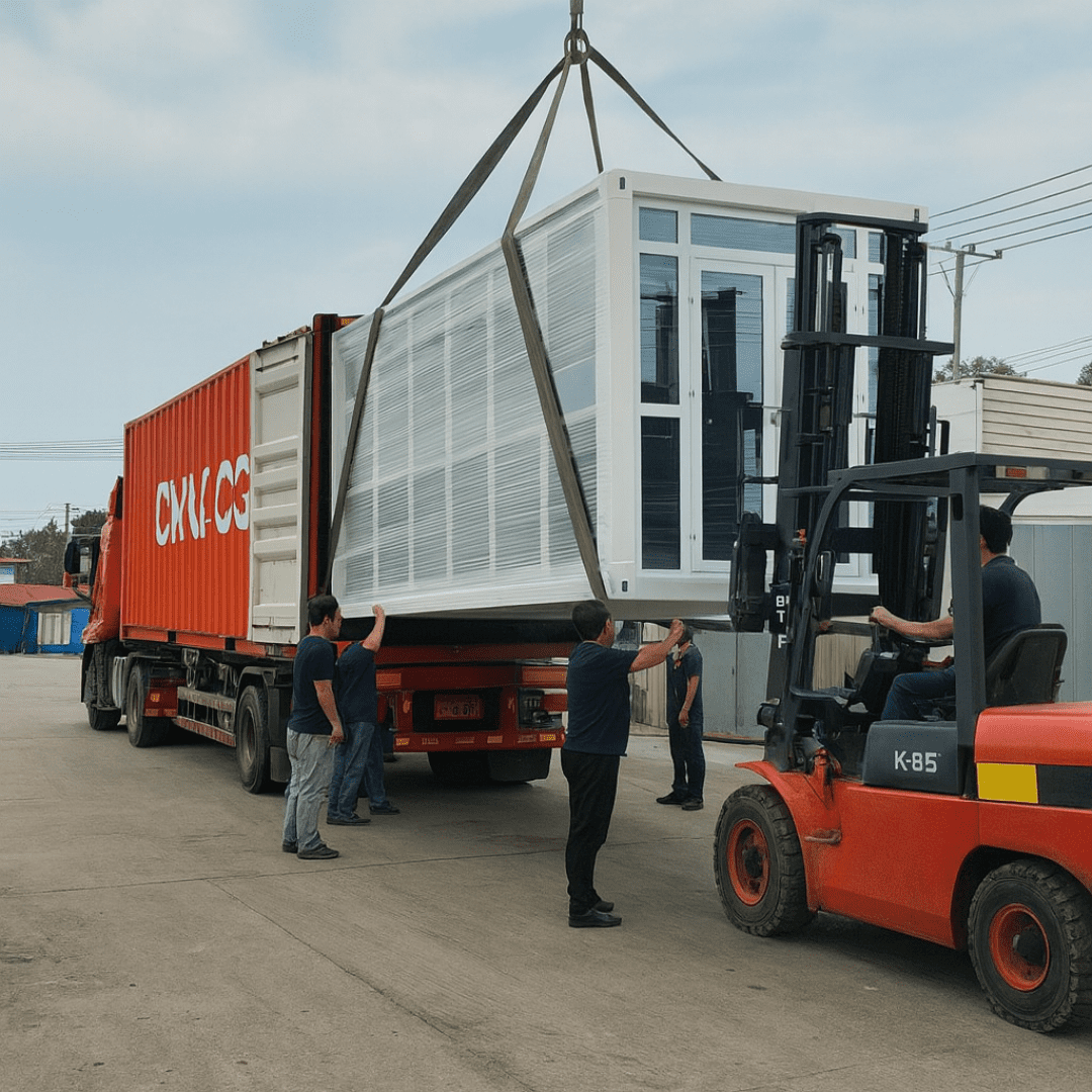 Prefab container house wall panel production