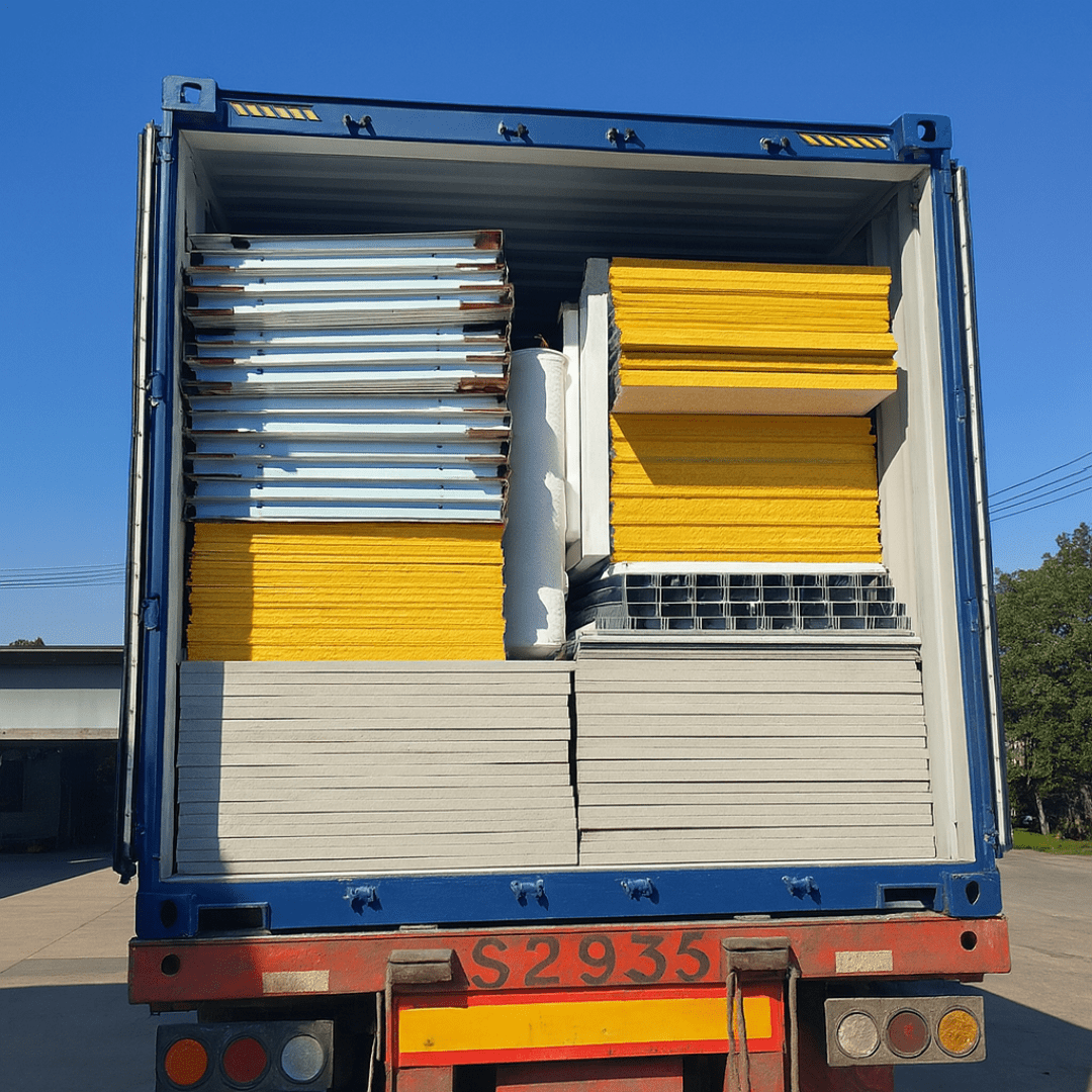 Steel frame components for modular container houses